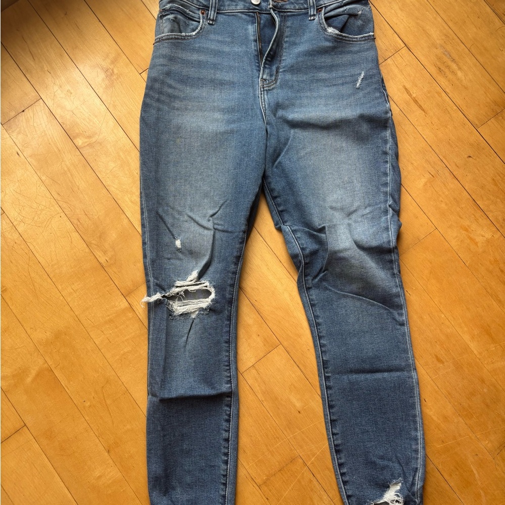 Abercrombie & Fitch Women's Ripped Blue Skinny Jeans